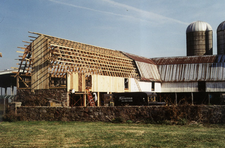 Dickerson barn restoration, framing complete.