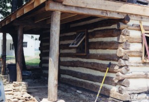 A newly constructed log cabin. The detailing and use of materials is such that even the experts have taken it for historic work at first glance.