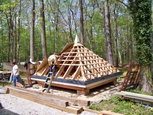 Hip Roof Framing And Skip-Sheathing Completed