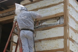 The insulation foam (Icynene) is brought up flush with the siding nailers, providing a very snug building envelope.