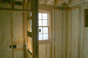 We used Icynene sprayed-in open cell insulation in the walls and ceiling to make the structure as airtight and well-insulated as possible.  It also has the benefit of greatly discouraging vermin from making homes in the wall cavities.