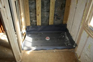 Shower pan liner installed, ready for tile.