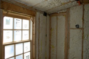 These bathrooms, unfinished though they are, are now the most energy efficient rooms in the house.