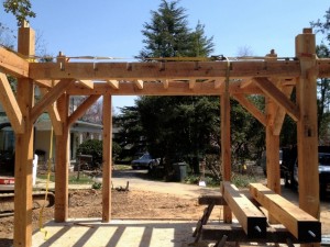 As we work back through the frame we can install the joists for the second floor.