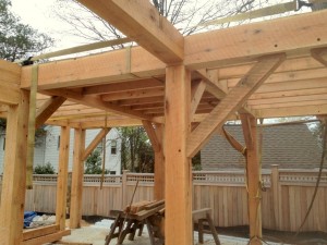 Keeping the 2nd floor framing compact was an important design goal of this building.  We've extensively used spline joinery to be able to secure multiple large girts to a post at the same elevation.